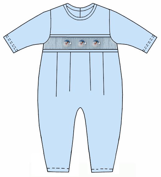Santa Smocked- Lt.blue knit boy´s longall