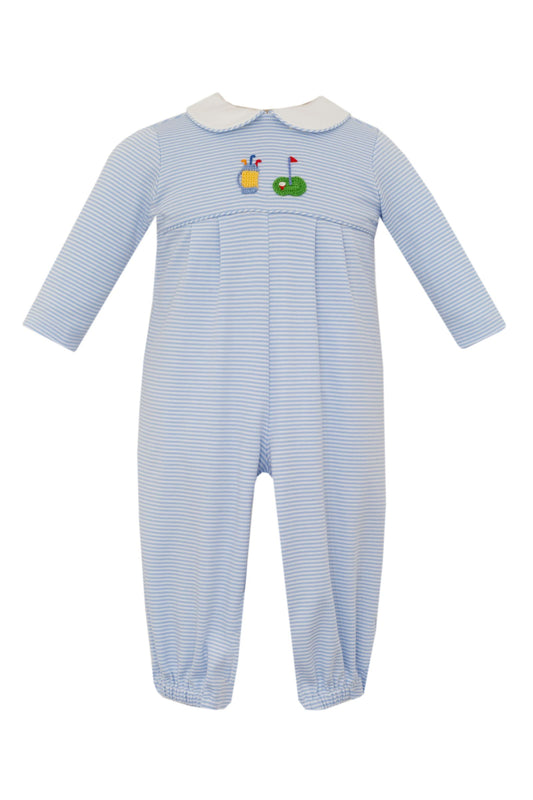GOLF - Lt.blue stripe knit boy´s long romper L/S