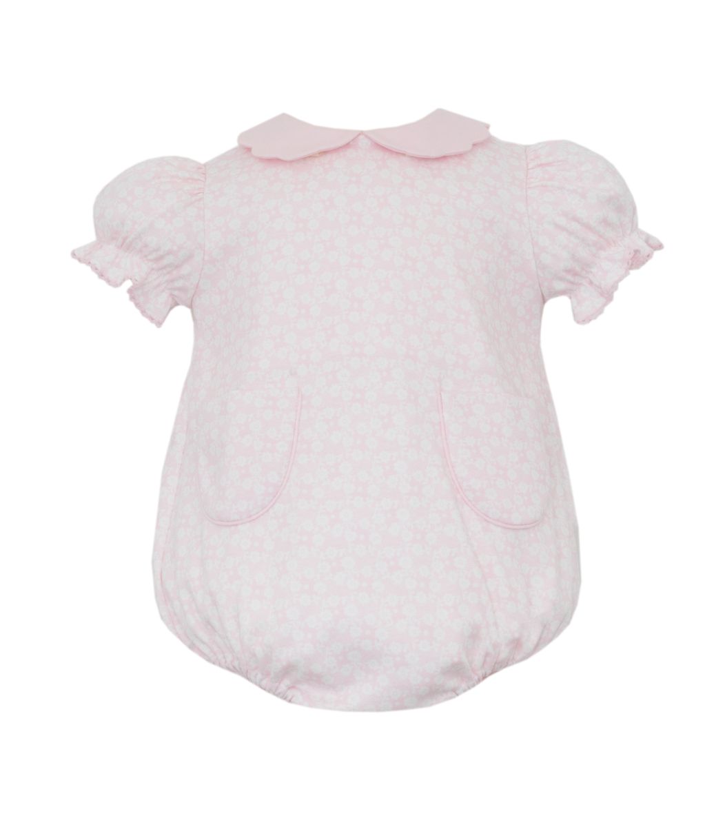 Pink Knit Floral Girls Bubble