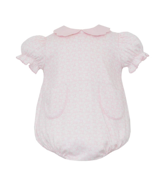 Pink Knit Floral Girls Bubble