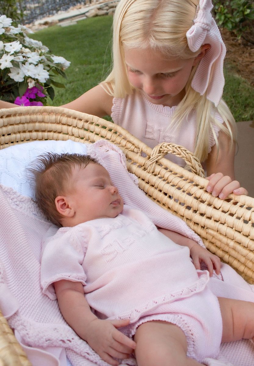 Baby Sister Knit Short Sleeve Diaper Set