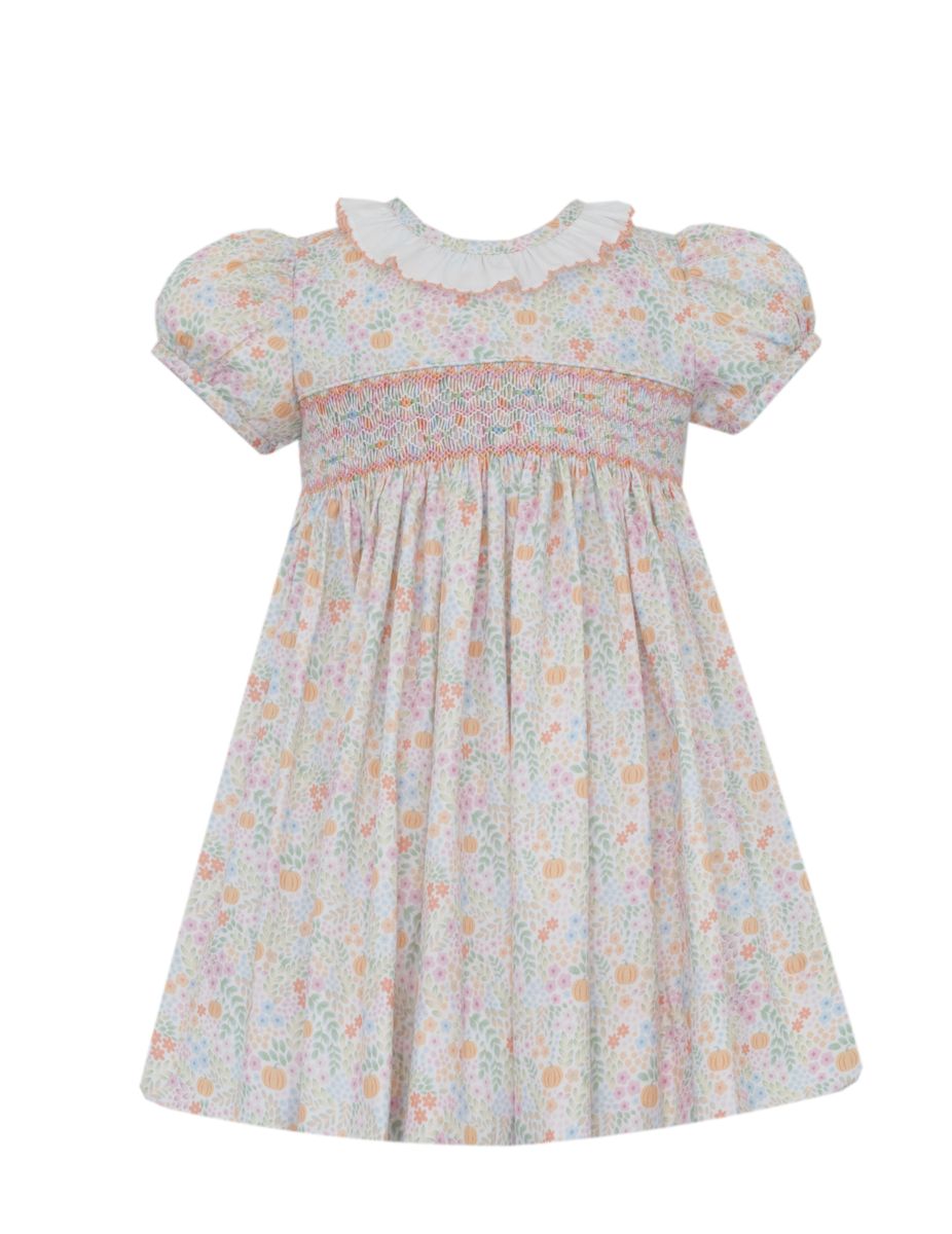 PUMPKIN PRINT - Orange multicolor floral dress **PRESALE-SHIPS MID SEPTEMBER**