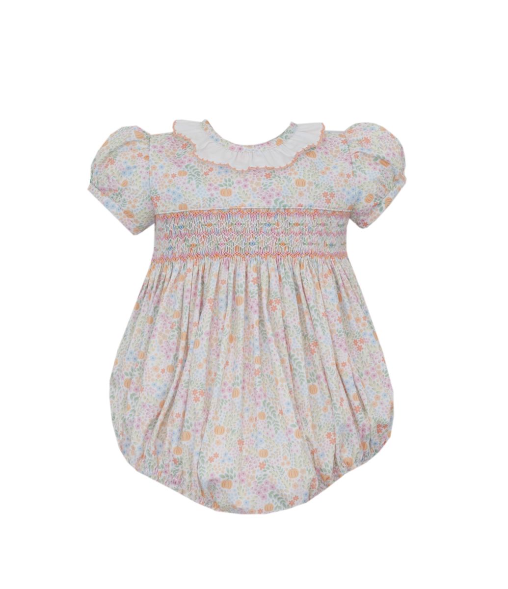 PUMPKIN PRINT - Orange multicolor floral bubble **PRESALE-SHIPS MID SEPTEMBER**