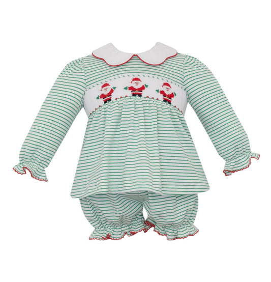 SANTA CLAUS - Green knit stripe girl's set **PREORDER -SHIPS BY NOV 2ND**
