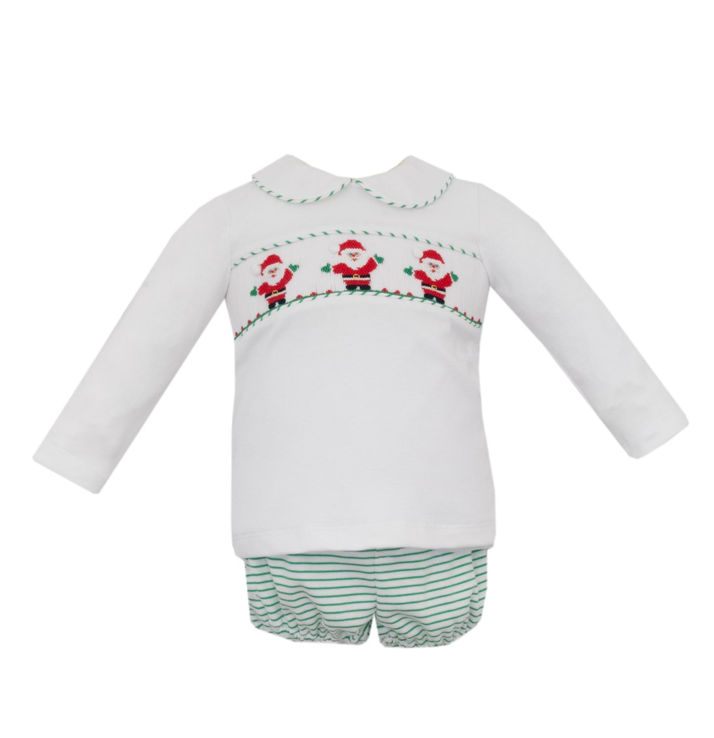 SANTA CLAUS - Green knit stripe boy's set **PREORDER -SHIPS BY NOV 2ND**