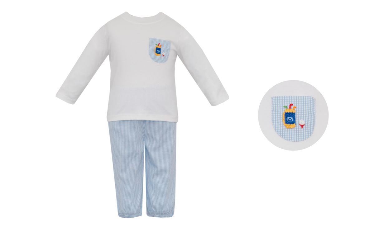 GOLF - Blue check knit Boy's Pant Set **PRESALE-SHIPS MID SEPTEMBER**