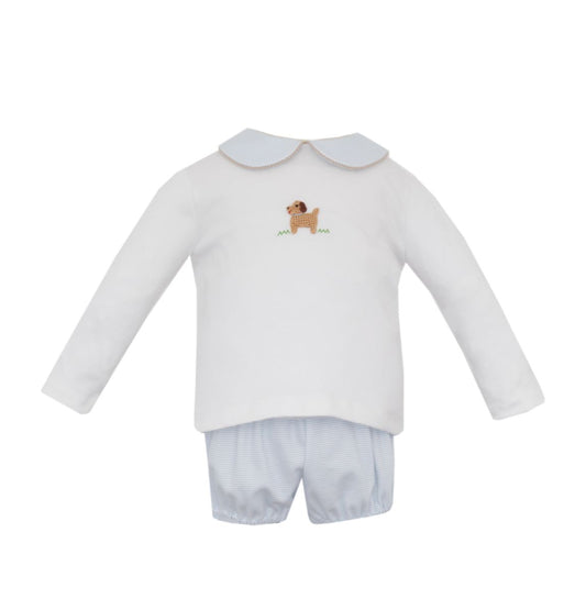 PUPPIES BOY´S - Lt. blue knit stripe Boy's Diaper set **PREORDER- SHIPS MID AUGUST**