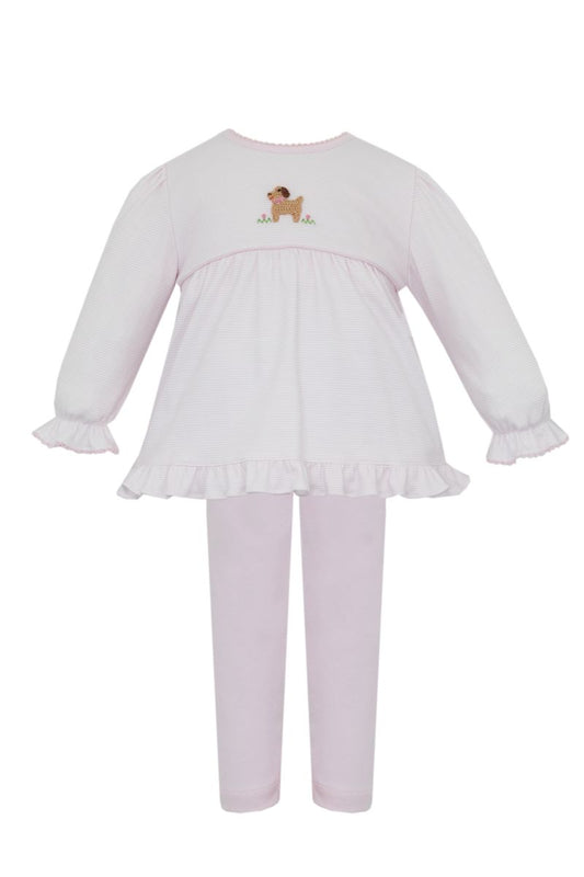 PUPPIES GIRL´S - Pink knit stripe Girl's tunic set **PREORDER- SHIPS MID AUGUST**