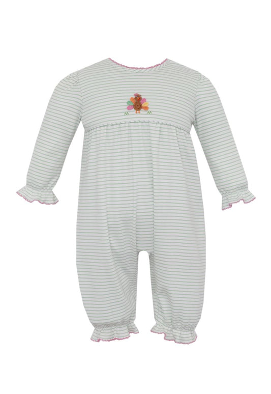 TURKEY- Girls Green Stripe Knit Romper **PRESALE-SHIPS MID SEPTEMBER**