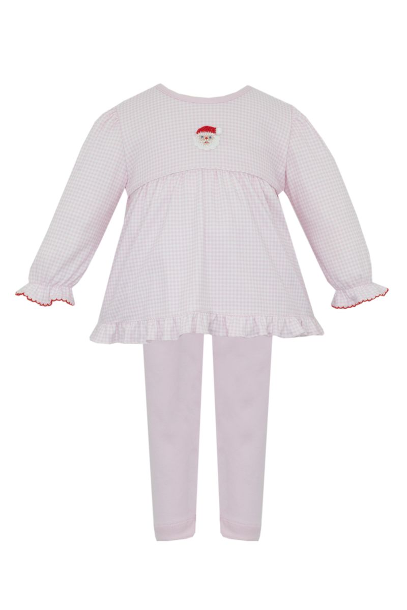 SANTA FACE GIRL´S - Pink gingham knit tunic set L/S**PREORDER -SHIPS BY NOV 2ND**