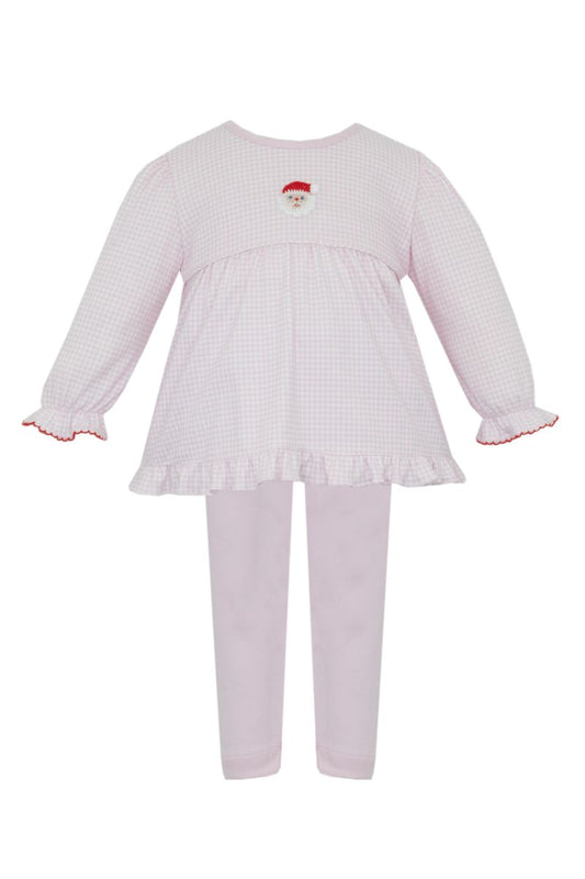 SANTA FACE GIRL´S - Pink gingham knit tunic set L/S**PREORDER -SHIPS BY NOV 2ND**