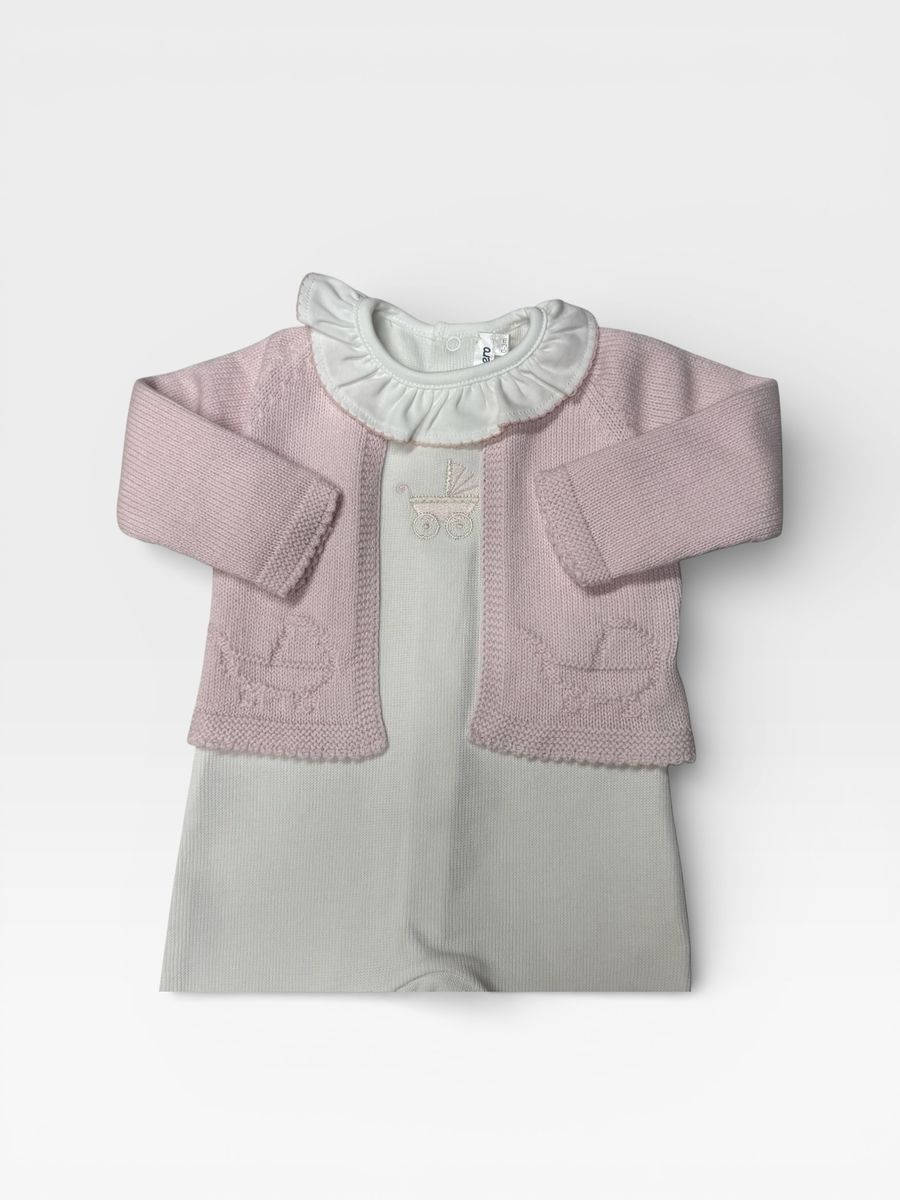 Pima Footie with Pink Pram Embroidery