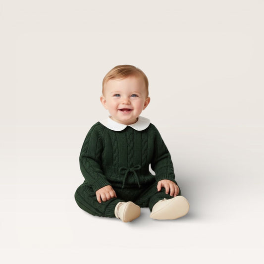 Evergreen Cable Knit Romper