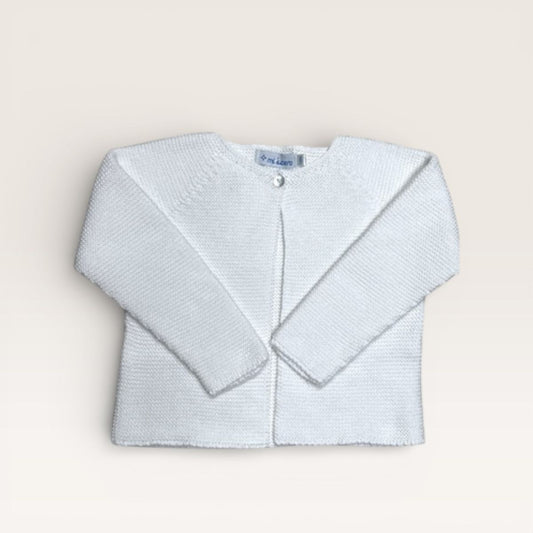 White Single Button Knit Cardigan