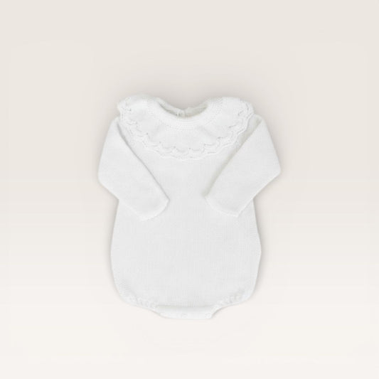 White Scalloped Collar Knit Bubble