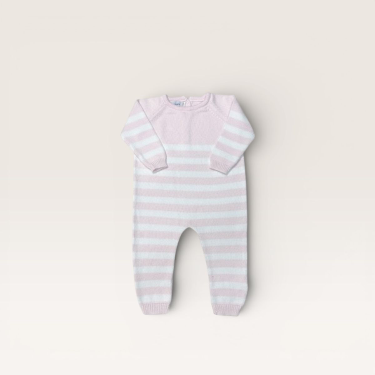 Pink and White Stripe Knit Romper