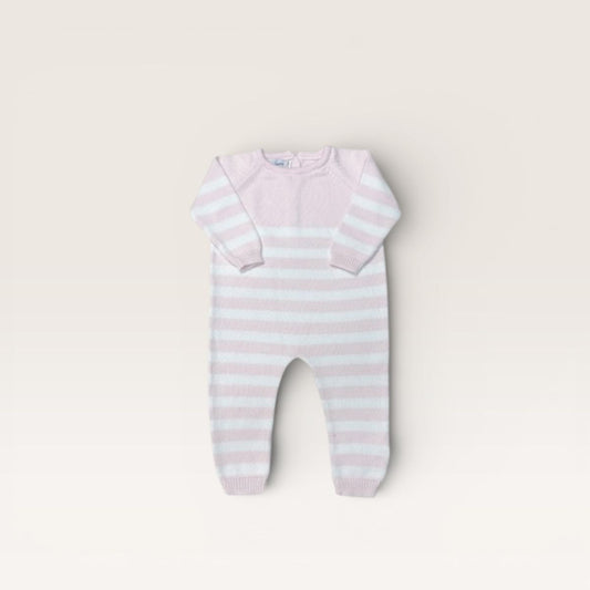 Pink and White Stripe Knit Romper