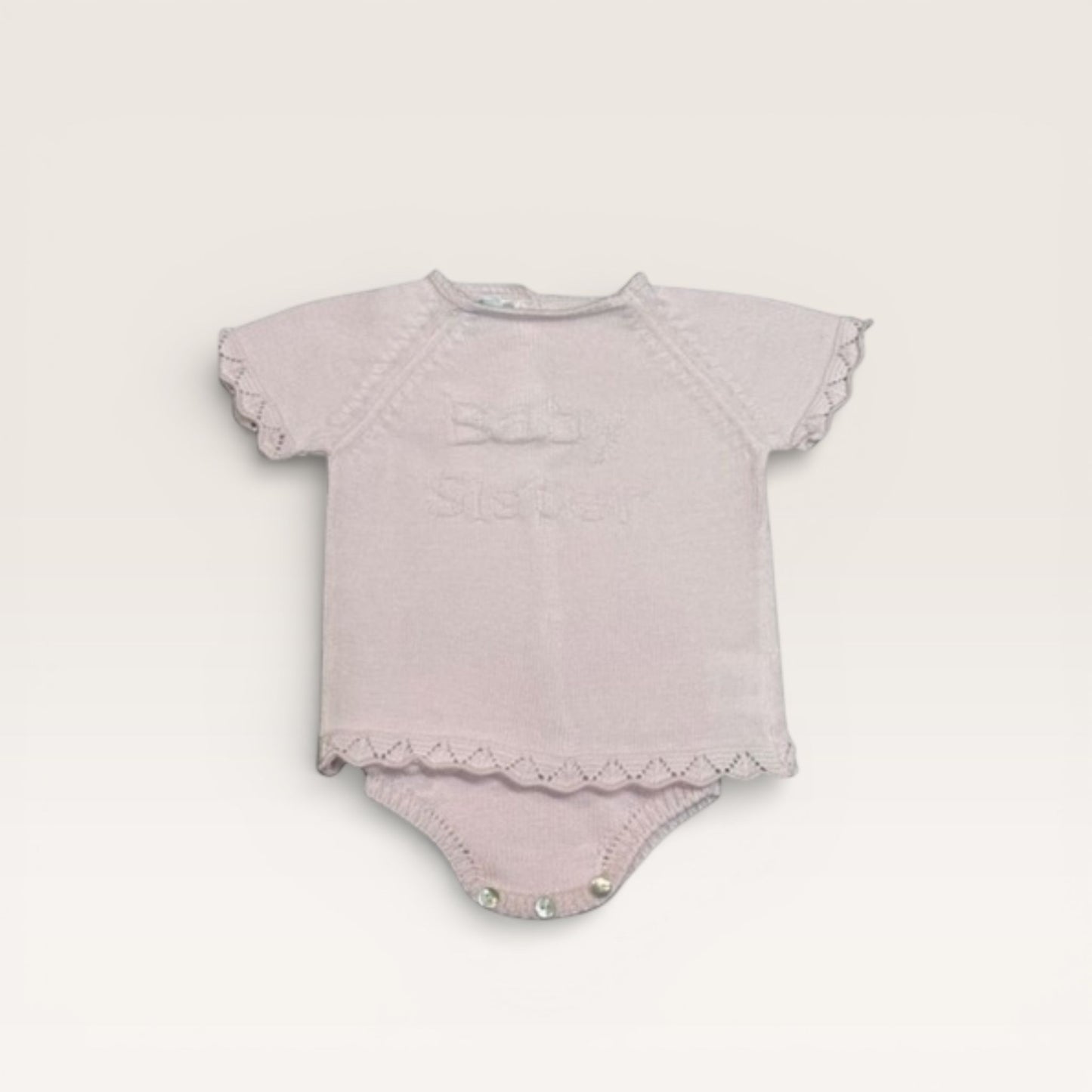 Baby Sister Knit Short Sleeve Diaper Set