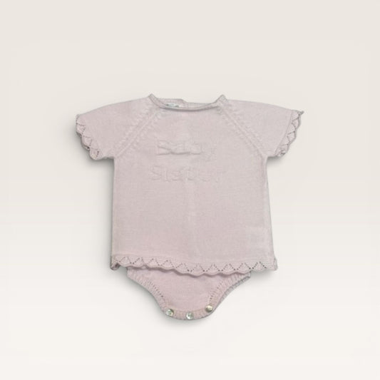 Baby Sister Knit Short Sleeve Diaper Set
