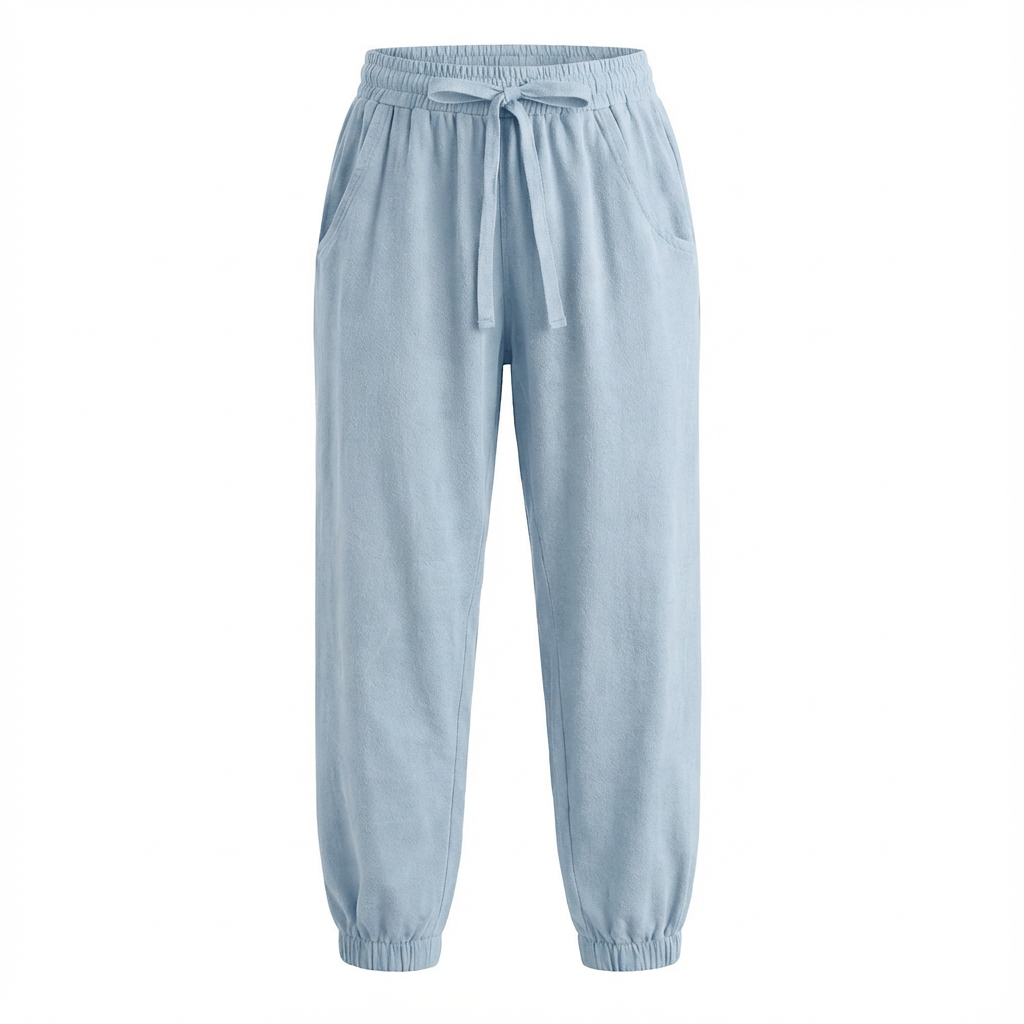 Pleat Janie Jogger Set- Chambray/Light Blue