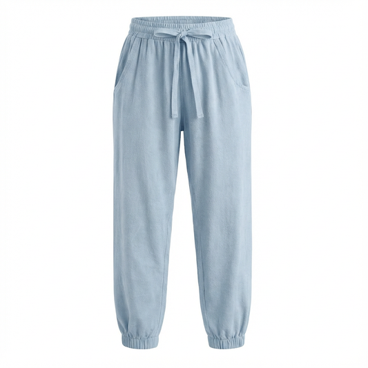 Pleat Janie Jogger Set- Chambray/Light Blue