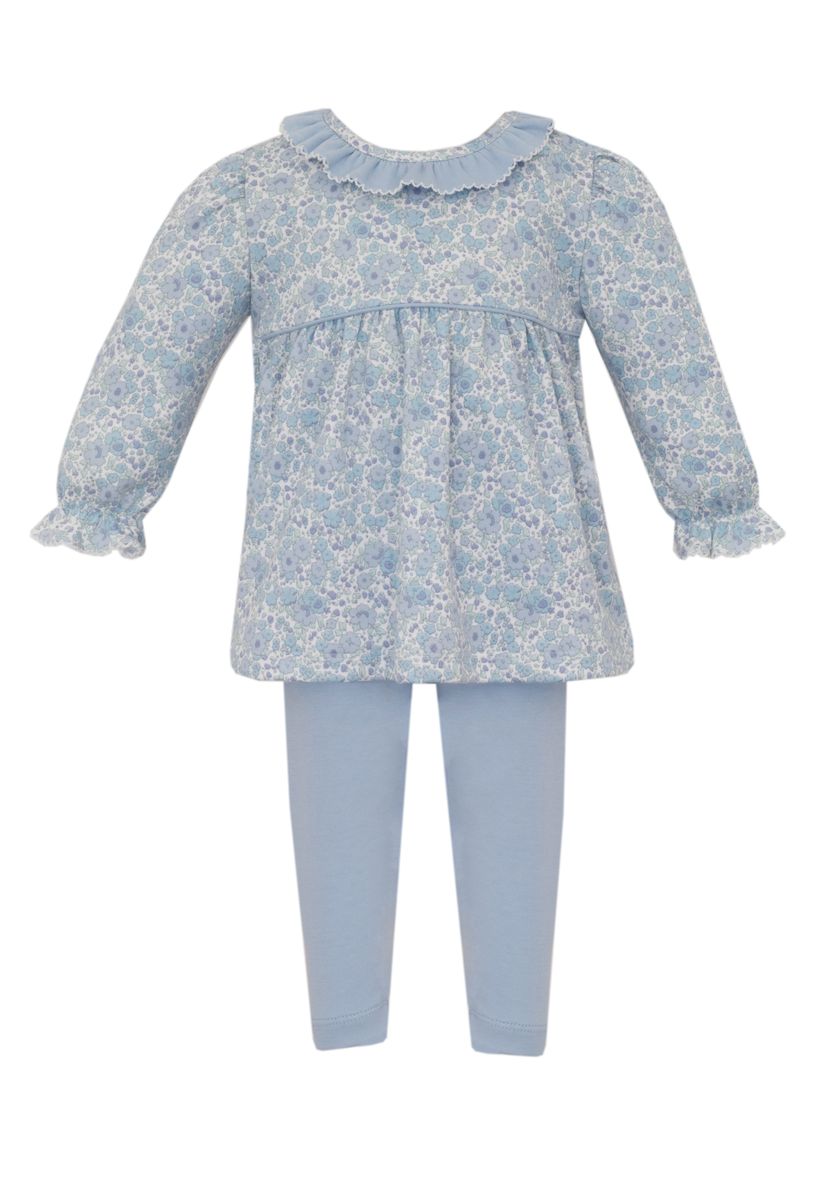 JOY - Blue liberty knit print Tunic set w/ blue leggings **PRESALE-SHIPS MID SEPTEMBER**