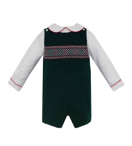 Green Cord Holiday Smocked Jon Jon