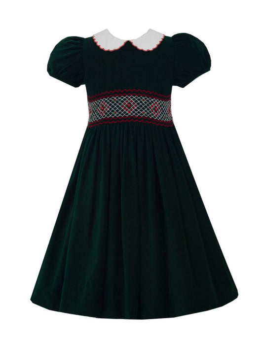 Green Cord Smocked Holiday Dress