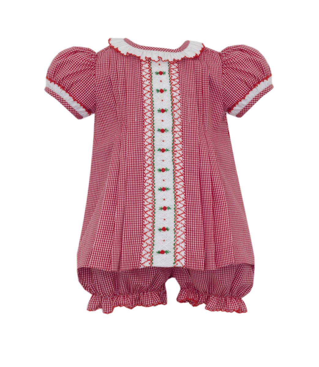 Holly Holiday Smocked Bloomer Set