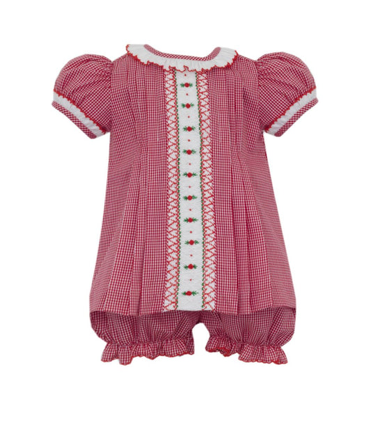Holly Holiday Smocked Bloomer Set