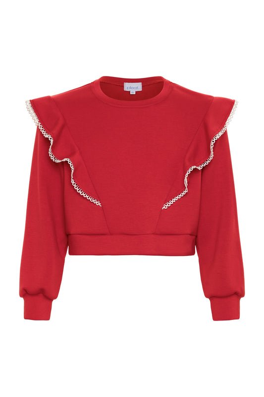 PLEAT- Livvy Sweatshirt Red