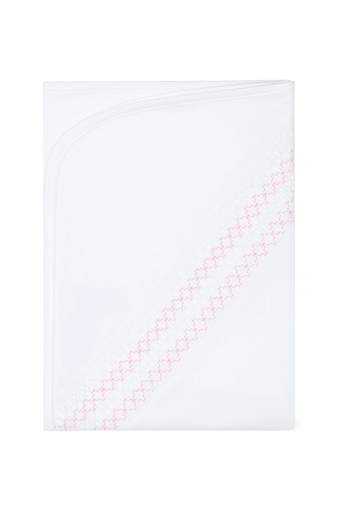Signature Smocked Girls Receiving Blanket - White