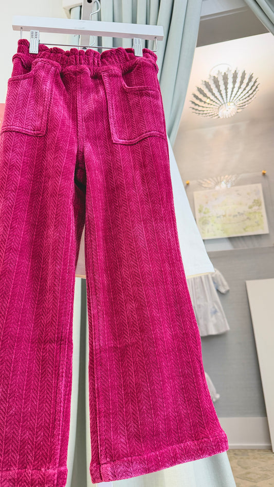 Chelsea Pant - Fuchsia Herringbone Corduroy