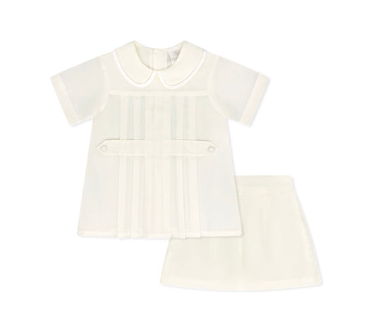 Andrew Short Set- Blessings Yellow Batiste with White Welting