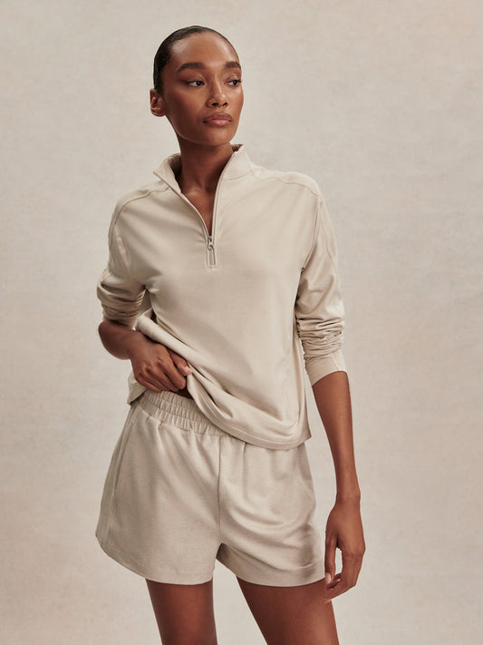 Lamia Half Zip X Joss Active Short Set - Pebble Marl