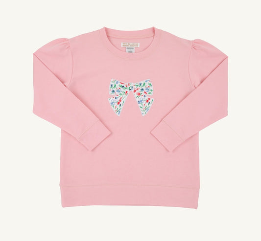 Cassidy Comfy Crewneck Puff Sleeve-Sandpearl Pink/Fair St Floral/Bow