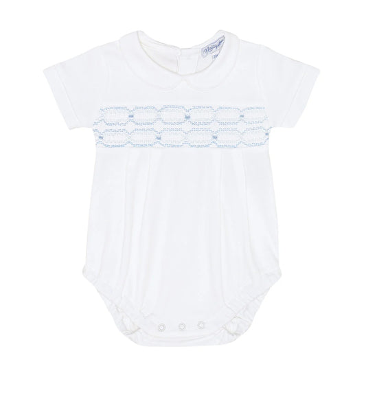 Signature Smocked Boys Bubble- White