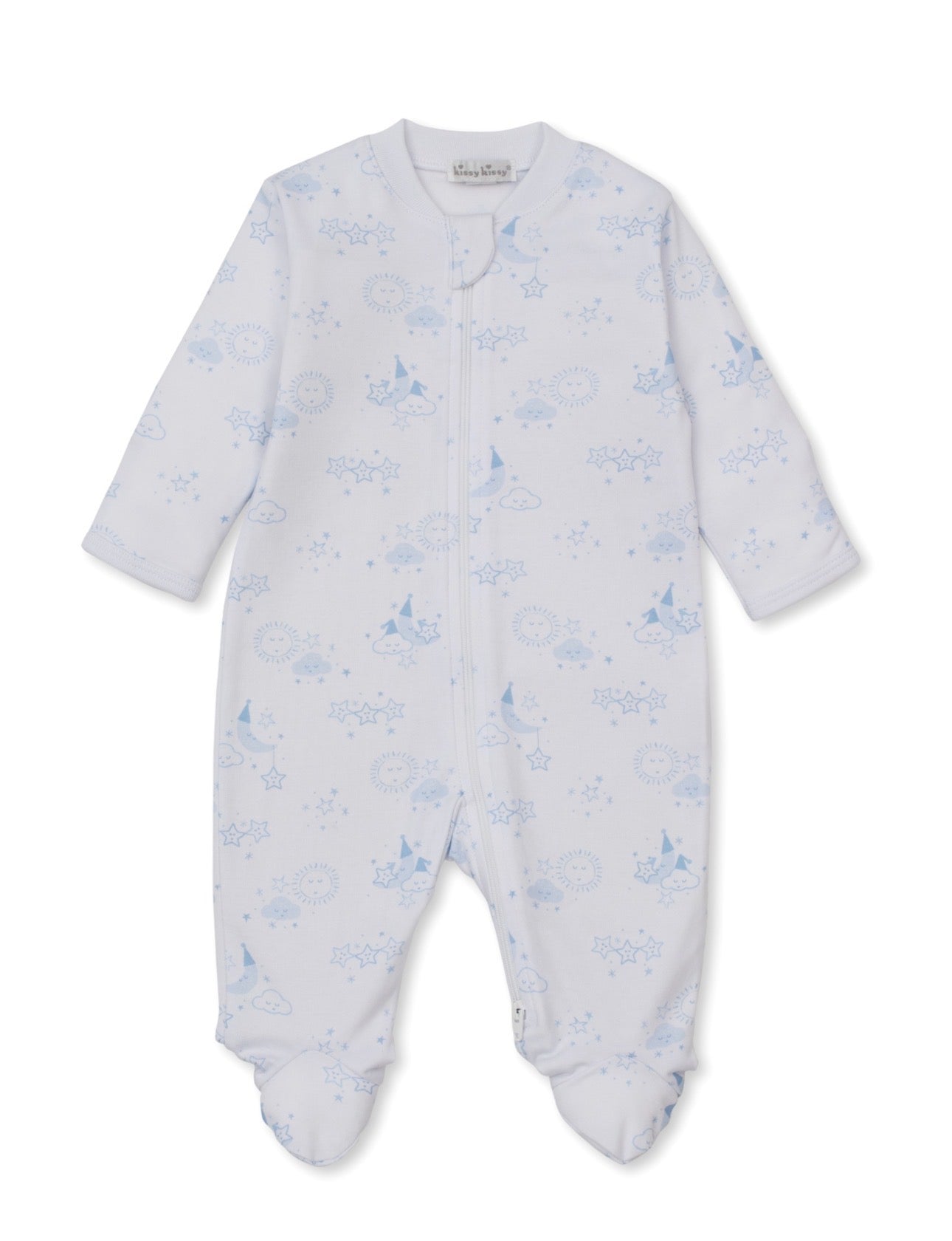 Sleepy Moon - Zipper Footie Blue