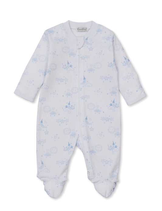 Sleepy Moon - Zipper Footie Blue