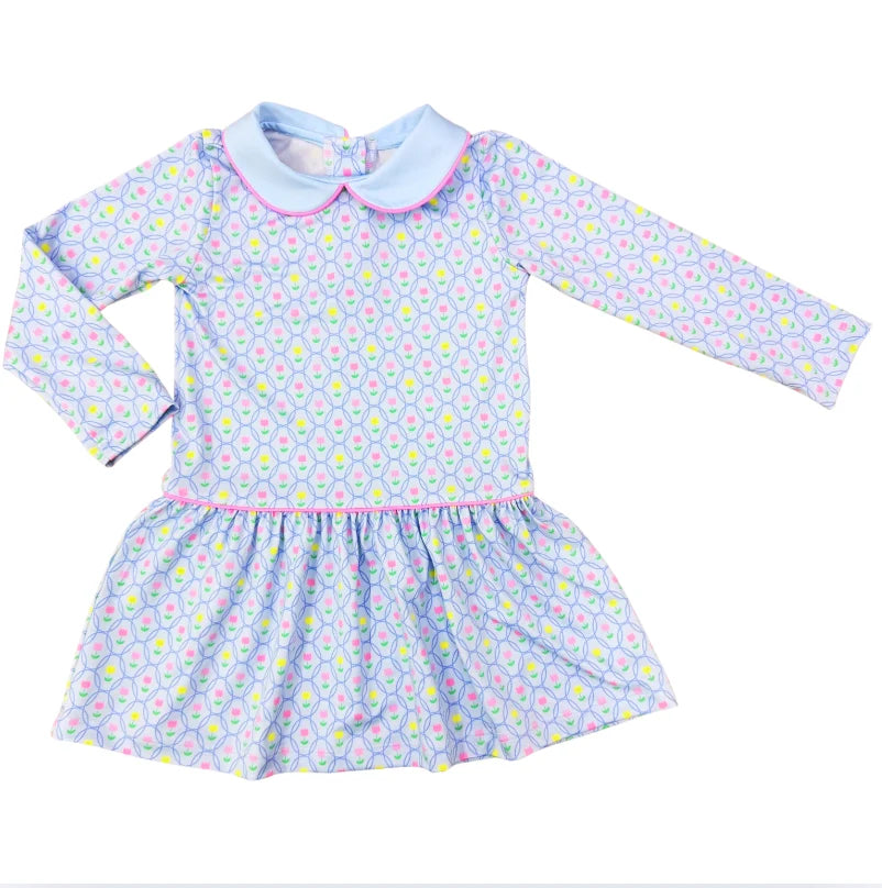 Birdie Dress-Twirly Tulips