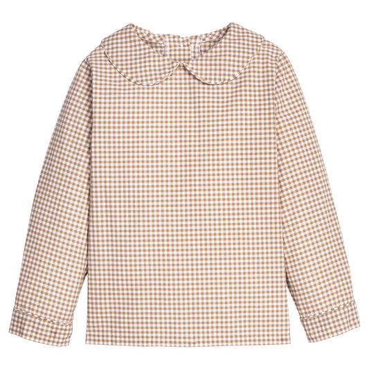 Peter Pan Shirt - Khaki Gingham