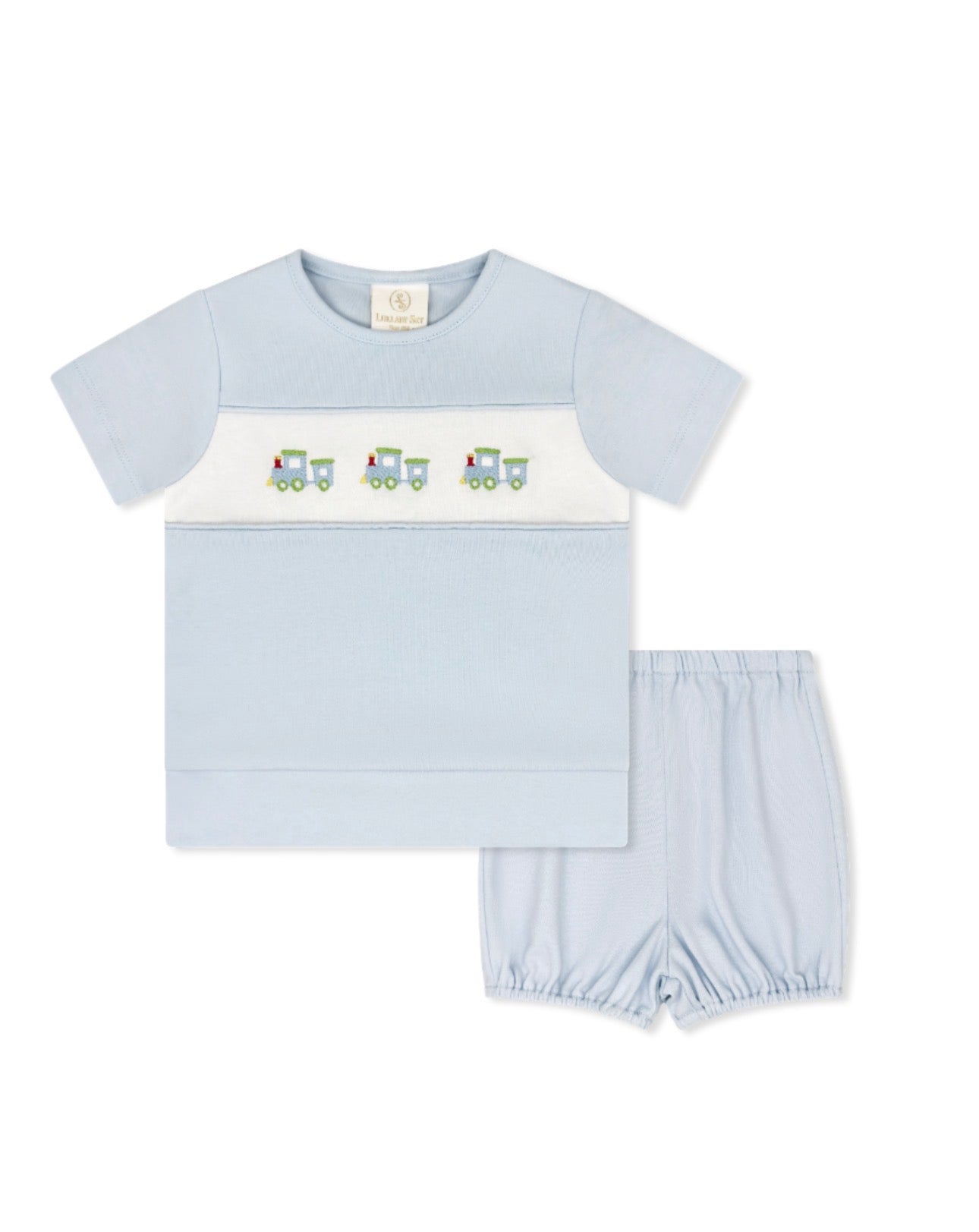 Bayou Bloomer | Short Set - Cloud Blue, Trains