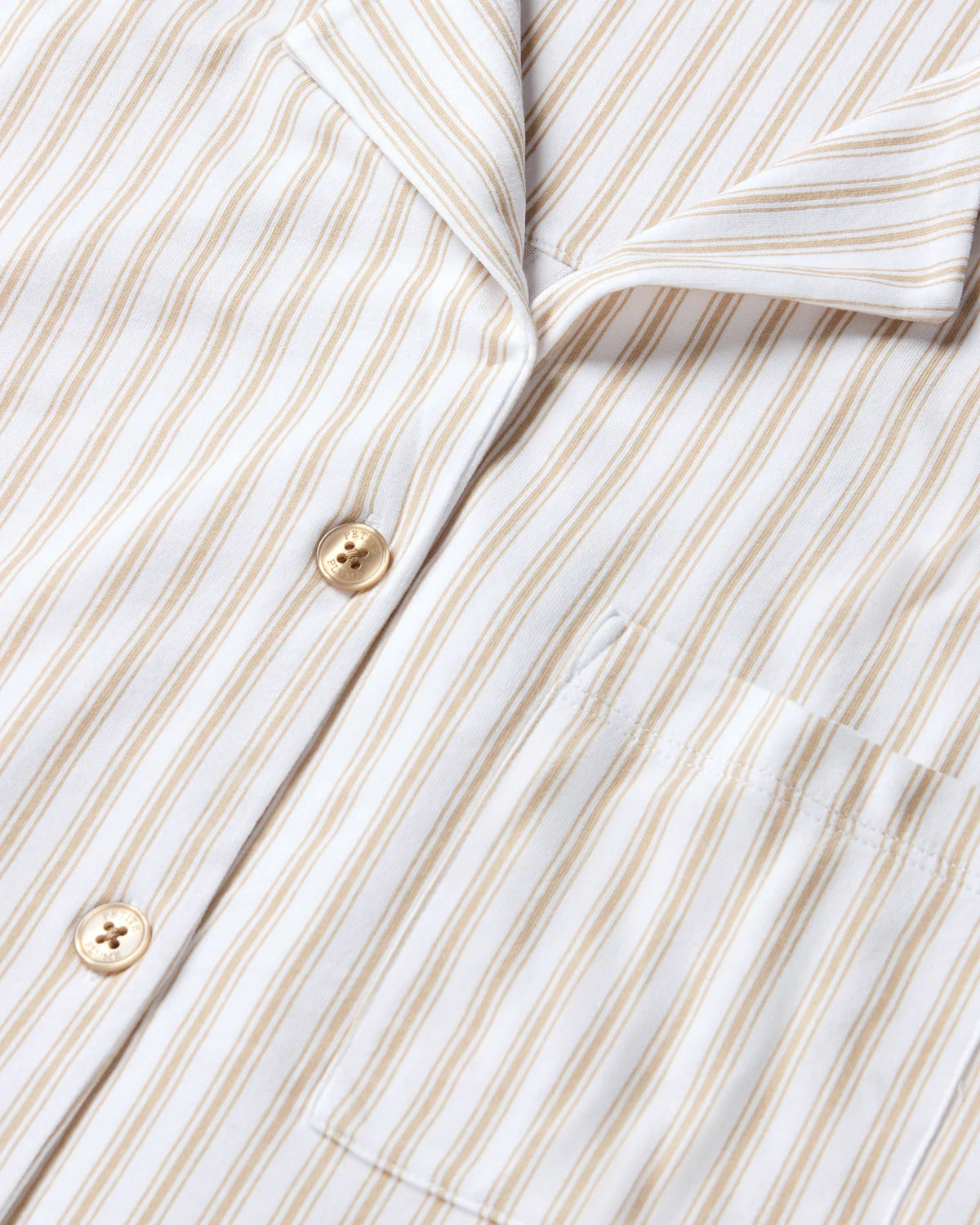 The Olivia Wide Leg Pima Pajama Set in Camel Ticking Stripe