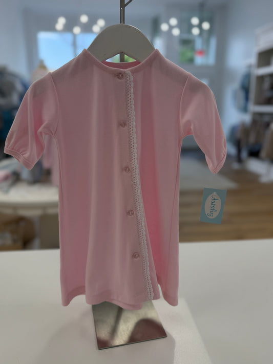 Pink Knit Daygown with Crochet Trim