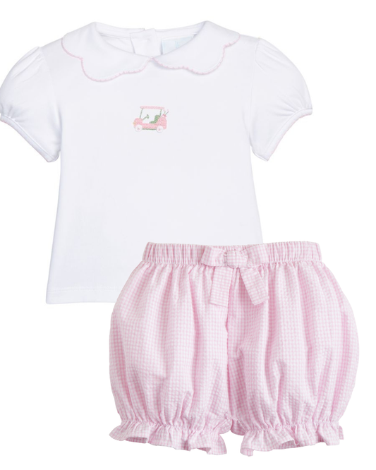 Crochet Pink Golf Cart Bloomer Set