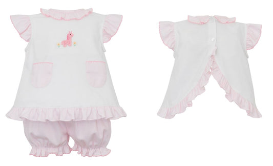 Pink Gingham Giraffe Bloomer Set