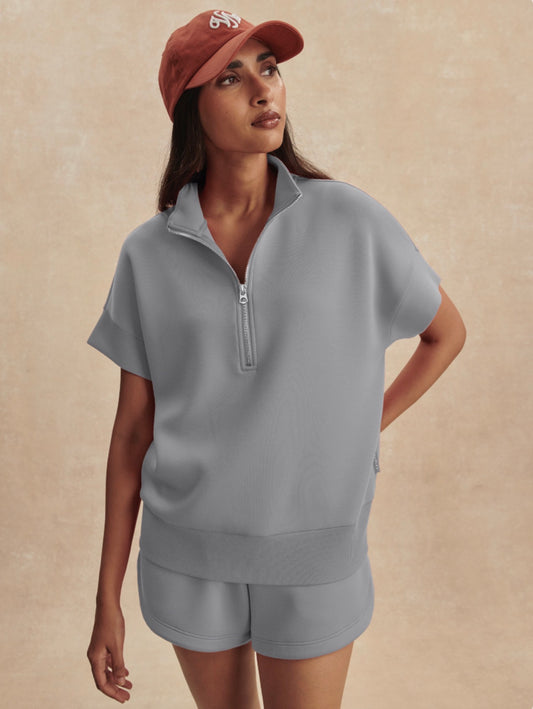 Wind Blue Short Set-  Richie Short Sleeve Sweat + Coulter High-Rise Short 3.5'