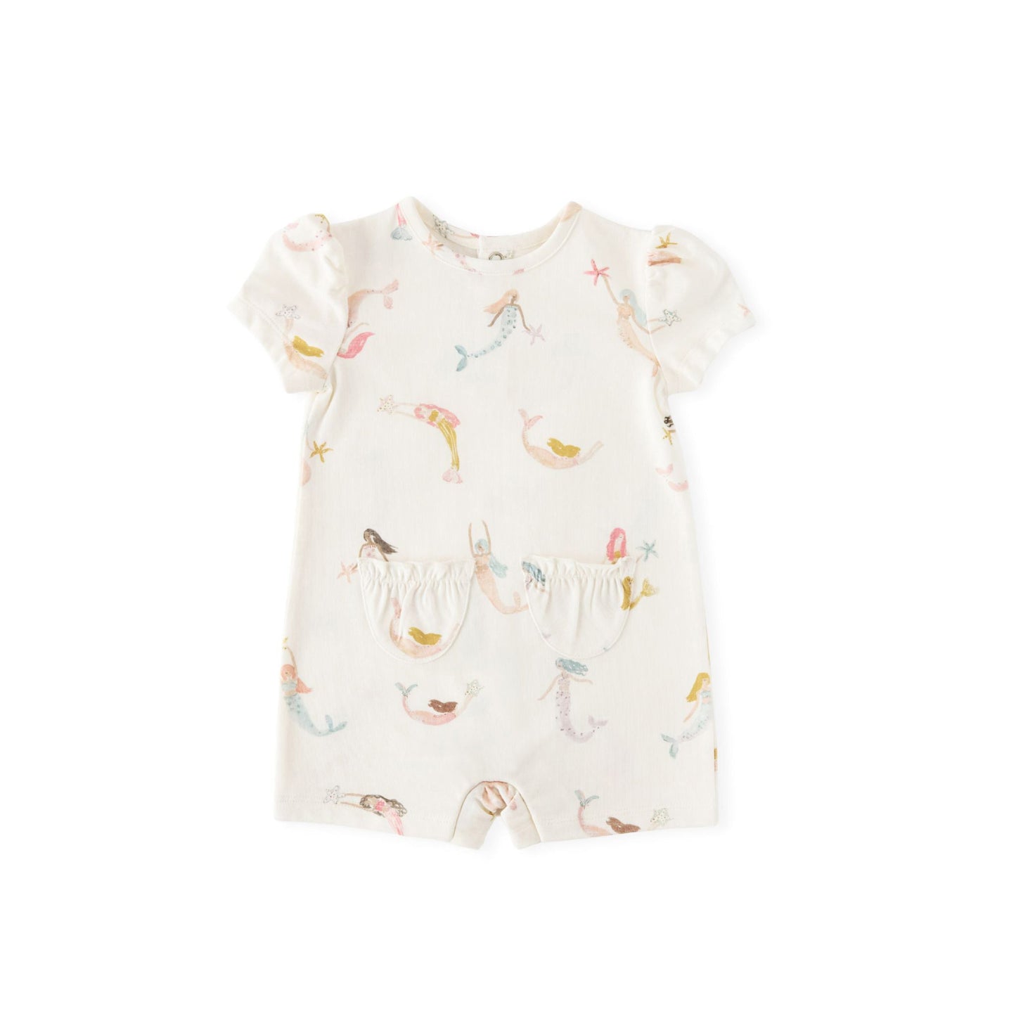 Short Sleeve Toddler Puff Romper - Mermaid