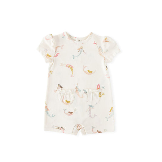Short Sleeve Toddler Puff Romper - Mermaid