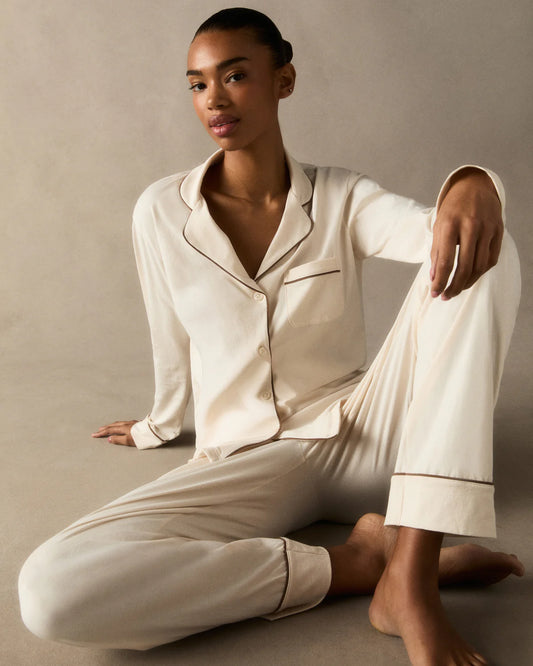Women's Pima Pajama Set in Ivory